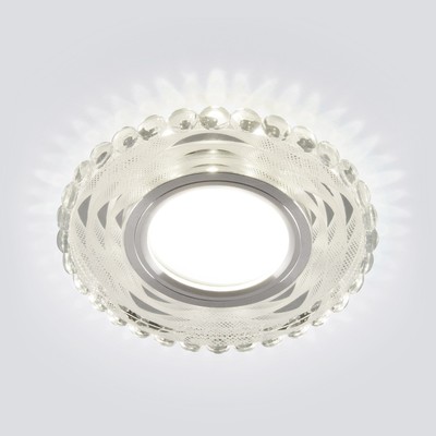 Светильник точечный встраиваемый с LED подсветкой Elektrostandard, Brote, 101х101 мм, G5.3, 4200К, цвет зеркальный, белый