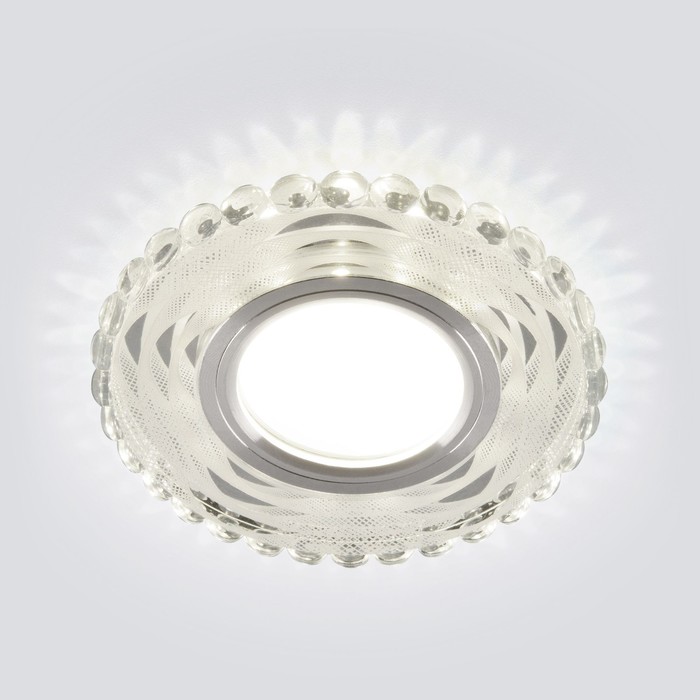 Светильник точечный встраиваемый с LED подсветкой Elektrostandard, Brote, 101х101 мм, G5.3, 4200К, цвет зеркальный, белый - Фото 1