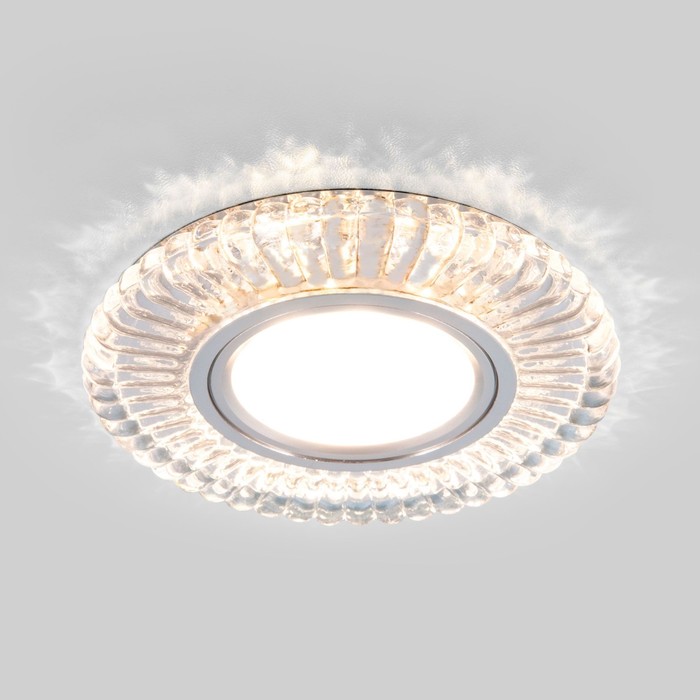 Светильник точечный встраиваемый с подсветкой Elektrostandard, Dorba, 95х95х23 мм, G5.3, 4200К, цвет прозрачный - Фото 1