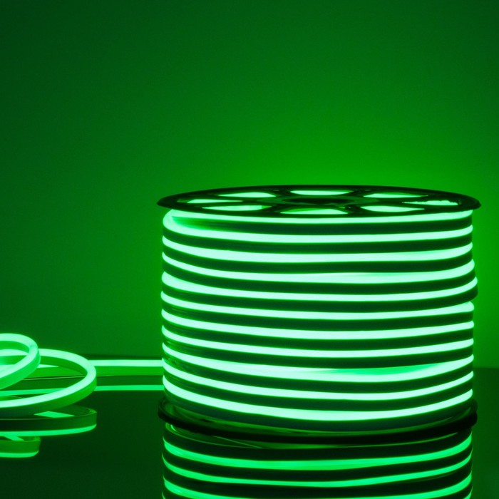 Гибкий неон Elektrostandard, IP67, 2835, 120 LED/м, 220В, односторонний, свечение зелёное - Фото 1