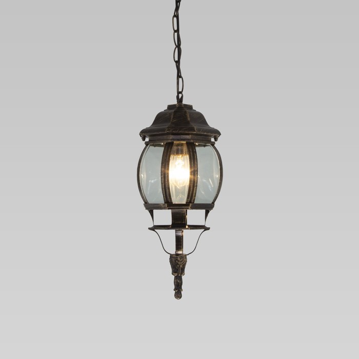 Уличный подвесной светильник Elektrostandard, Farola, 160х160х1115 мм, E27, цвет черное золото - фото 1908116886