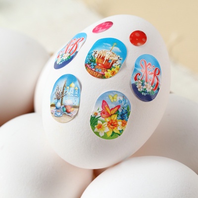 Пасхальный набор с декором для яиц «ХВ Классика»: 2 красителя: бирюзовый, фиолетовый + наклейки для яиц