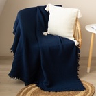 Плед с бахромой SL Home, муслин, 130×170 см, синий - Фото 1