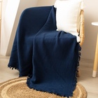 Плед с бахромой SL Home, муслин, 130×170 см, синий - Фото 3