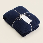 Плед с бахромой SL Home, муслин, 130×170 см, синий - Фото 6