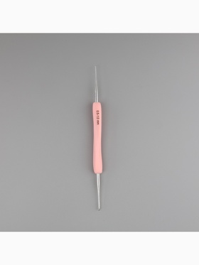 Крючок для вязания, двусторонний, с силиконовой ручкой, d=0.5/1 мм, 13.5 см, розовый (комплект 2 шт)