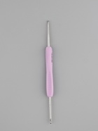 Крючок для вязания, двусторонний, с силиконовой ручкой, d=1.5/2 мм, 13.5 см, сиреневый - Фото 2