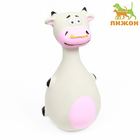 Игрушка пищащая для собак "Корова-кегля", 14 см, белая/розовая - фото 321228002