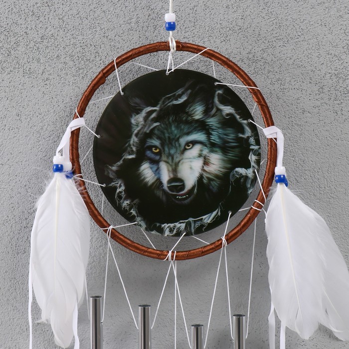 Ловец снов с музыкой ветра "Волк" 4 трубки 70х15,7х2 см