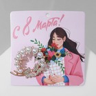 Брошь «Бабочки» в жемчужном венке, цвет белый в золоте - Фото 2