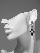 Серьги со стразами «Крестики» цепь, бело-чёрные в серебре - Фото 2