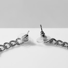 Серьги со стразами «Крестики» цепь, бело-чёрные в серебре - Фото 2