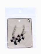 Серьги со стразами «Крестики» цепь, бело-чёрные в серебре 10203657