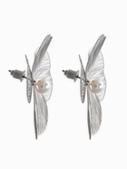 Серьги с жемчугом «Цветы» лёгкие, цвет белый в серебре - Фото 3