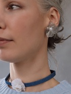 Серьги с жемчугом «Цветы» лёгкие, цвет белый в серебре - Фото 2