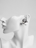 Серьги с жемчугом «Цветы» лёгкие, цвет белый в серебре - Фото 5