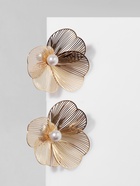 Серьги с жемчугом «Цветы» лёгкие, цвет белый в золоте - Фото 5