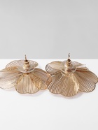 Серьги с жемчугом «Цветы» лёгкие, цвет белый в золоте - Фото 6