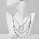 Кулон «Цепь» кольцо, 3 нити, цвет серебро, 58 см - фото 8998945