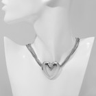 Колье «Цепь» сердце объёмное, 8 нитей, цвет серебро, 38 см - Фото 1