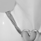 Колье «Цепь» сердце объёмное, 8 нитей, цвет серебро, 38 см - фото 9489280