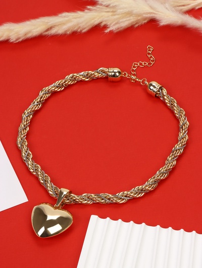 Кулон на цепочке «Цепь», сердце, жгут, цвет золото, 44 см