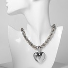 Кулон «Цепь» сердце, жгут, цвет серебро, 44 см - фото 26546688