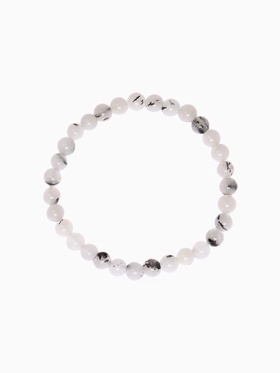 Браслет «Агат волосатик», шар №6, белый