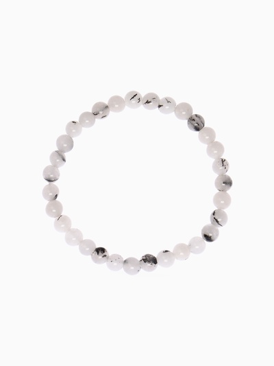 Браслет «Агат волосатик», шар №6, белый