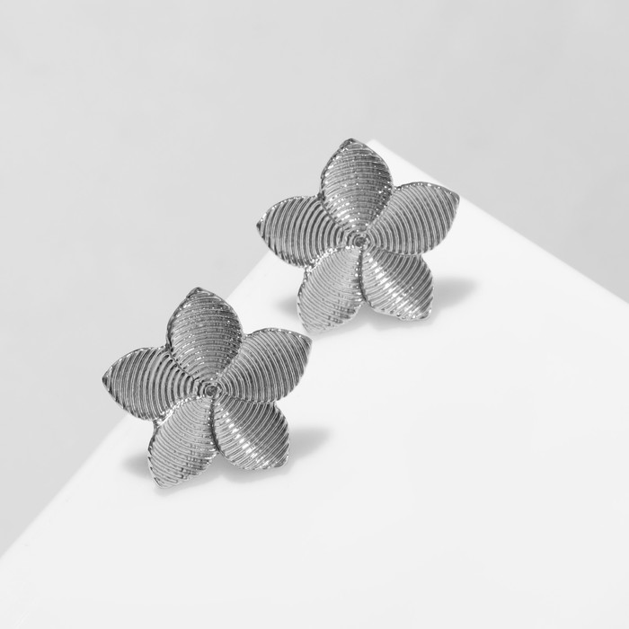 Клипсы «Лёгкость» цветок, цвет серебро