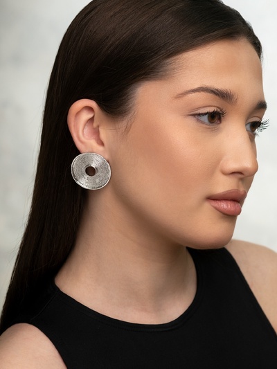 Серьги клипсы для ушей QF «Диск», цвет серебро