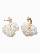 Серьги клипсы для ушей QF «Ветерок», белые в золоте - Фото 3