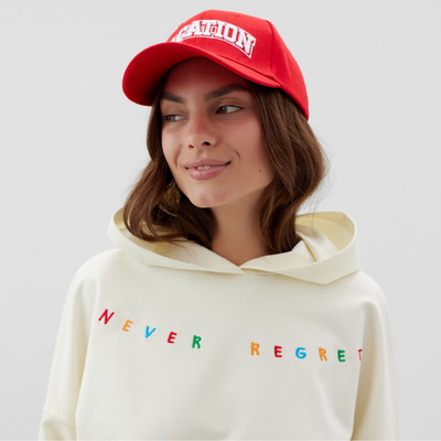 Костюм с вышивкой женский (толстовка, брюки) MIST No regrets, размер 40-42, молочный