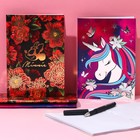 Блокнот А5, 40 листов, на скрепке, в точку, тиснение серебро, «Минни Маус и единорог» - Фото 4