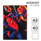 Блокнот А5, 40 листов, на скрепке, в точку, софт-тач, «Человек-паук» - Фото 1