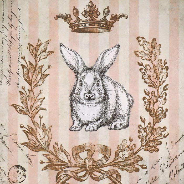 Набор декупажных карт 4 шт «Королевский кролик», 45 г/м2, формат А4