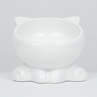 Миска керамическая «Киса» на подставке-лапках 200 мл 13×12×8 см, белая - Фото 3