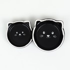 Миска для кошек Пижон «Кошачье семейство» 40/60 мл, 19×10.5×3.5 см, двойная, керамика, чёрная, белая - Фото 5