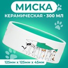 Миска керамическая "Любовь и коты" 300 мл  12,5 x 4,5 cм, мятная - фото 3379974