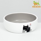 Миска «Любимые коты» 300 мл, 13.4×13.4×4 см, керамика, серая, белая - Фото 2