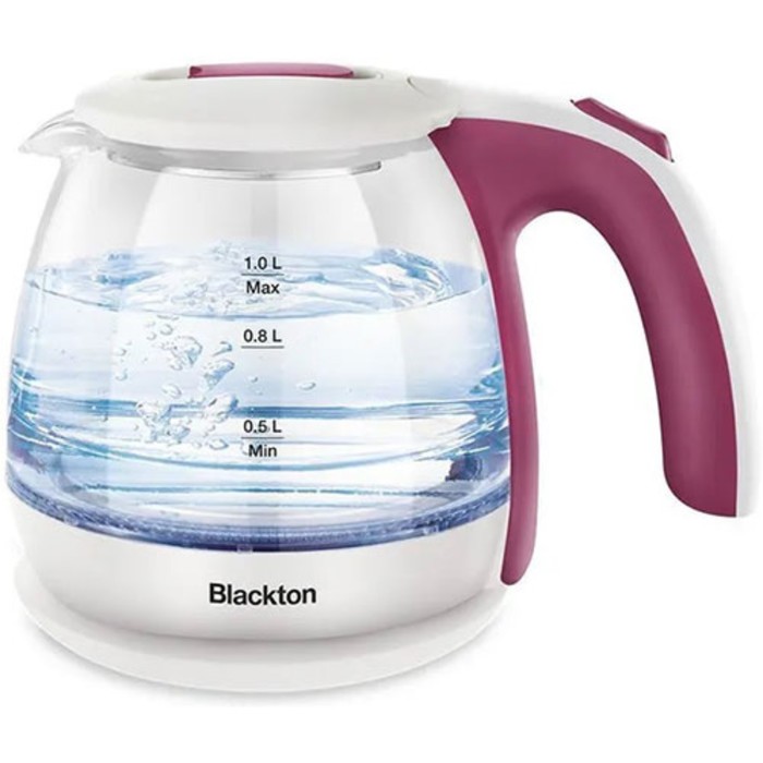 Чайник электрический Blackton Bt KT1801G, стекло,1 л, 1500 Вт, бело-розовый - Фото 1