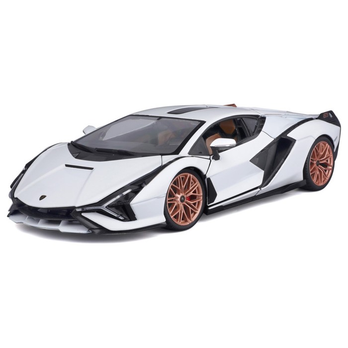 Машинка Bburago Lamborghini Sián Fkp 37, Die-Cast, 1:18, открывающиеся двери, цвет белый