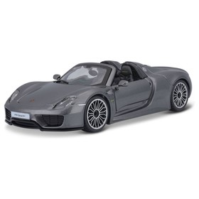 Машинка Bburago Porsche 918 Spyder, Die-Cast, 1:24, открывающиеся двери, цвет серый