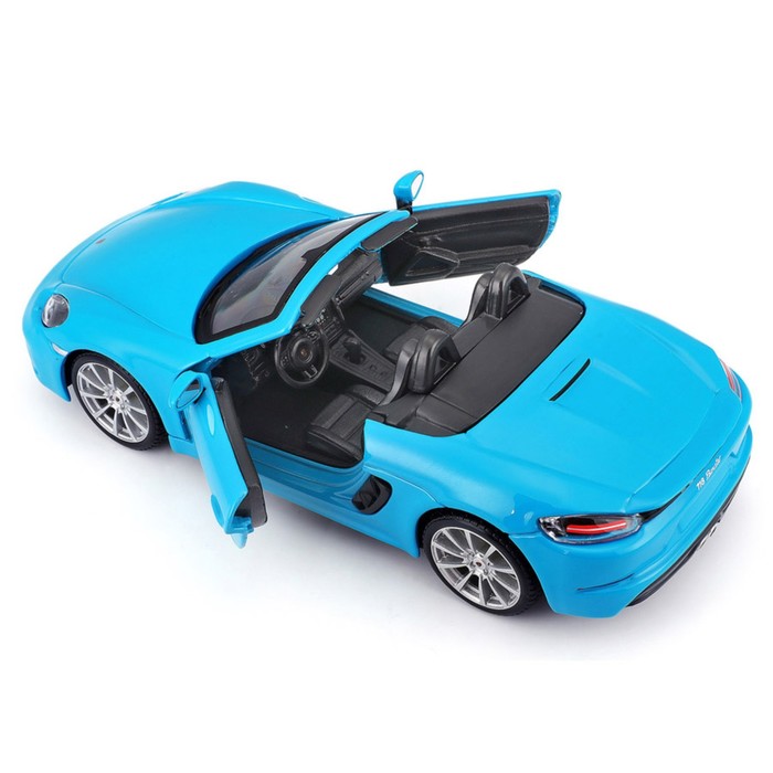 Машинка Bburago Porsche 718 Boxster, Die-Cast, 1:24, цвет синий, открывающиеся двери - фото 1911059632