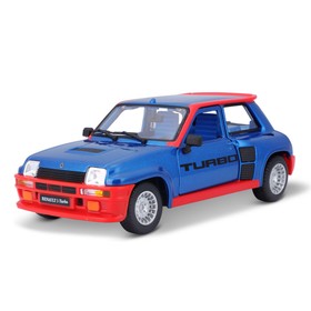 Машинка Bburago Renault 5 Turbo, Die-Cast, 1:24, открывающиеся двери, цвет красно-синий