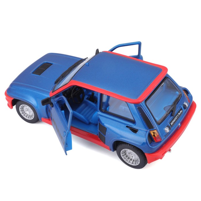 Машинка Bburago Renault 5 Turbo, Die-Cast, 1:24, открывающиеся двери, цвет красно-синий - фото 1911059658