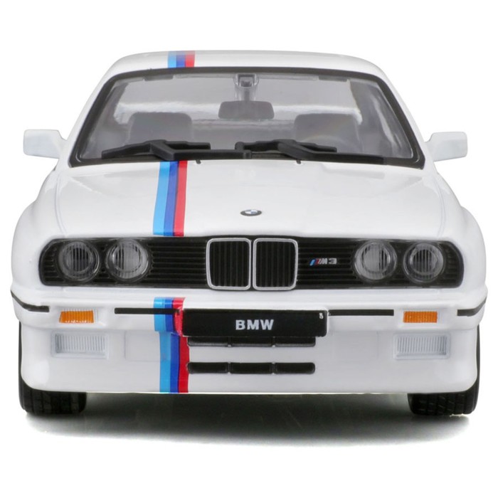 Машинка Bburago Bmw M3 (E30) 1988, Die-Cast, 1:24, цвет белый, с принтом - фото 1911059730