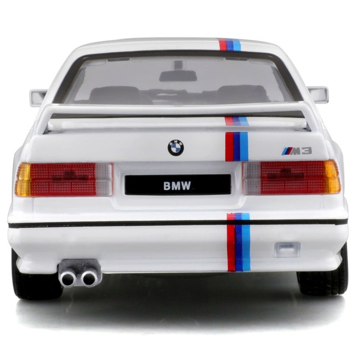 Машинка Bburago Bmw M3 (E30) 1988, Die-Cast, 1:24, цвет белый, с принтом - фото 1911059724