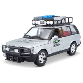 Машинка Bburago Land Rover, Die-Cast, 1:26, открывающиеся двери, цвет серебристый