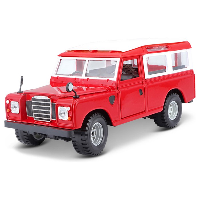 Машинка Bburago Land Rover Series Ii, Die-Cast, 1:25, открывающиеся двери, цвет красный